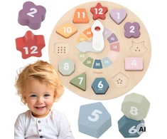 Viga Toys Viga Wooden Shape Sorter Clock Educational 18m+