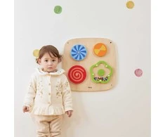 Viga Toys Medinis sieninis veiklos skydelis VIGA su besisukančiais raštais vaikams