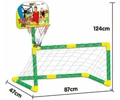 WOOPIE 2-in-1 Basketball Set: Soccer Goal + Basketball