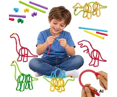 WOOPIE 3D konstravimo kaladėlės-šiaudeliai, lazdelės, vamzdeliai, kūrybinis rinkinys, 117 vnt.