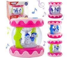 WOOPIE BABY būgno muzikinės dėžutės projektorius 3 viename muzikinis žaislas kūdikiams + volelis, skirtas mokytis šliaužioti