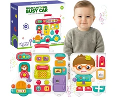 WOOPIE BABY Interaktyvi manipuliacinė lenta Berniukams Užimtas Automobilis 3 in 1 Sensorinis Lagaminas