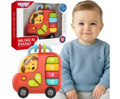 WOOPIE BABY Interactive Piano Bus Lion Musical Organ Sounds Lights 18m