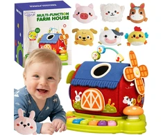 WOOPIE BABY Interaktyvus ūkio namelis rūšiuoklis su pianinu + 7 pliušiniai žaislai lavinamieji