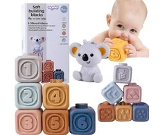 Woopie Baby Minkšta edukacinė 2in1 piramidė ir sensoriniai kaladėlės su skaičiais kūdikiams