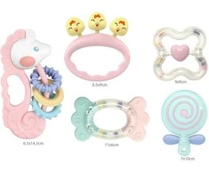 Woopie Baby WOOPIE Kūdikių Kramtukai ir Kramtantys Žaislai 5 Spalvų Rinkinyje