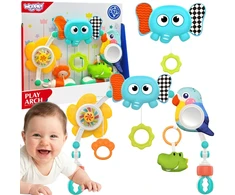 WOOPIE BABY Sensory Arch with Toys for Crib and Stroller Elephant Parrot
