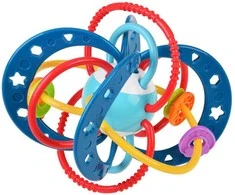 Kūdikių sensorinis žaislas 2in1 kramtukas ir barškutis Montessori WOOPIE BABY