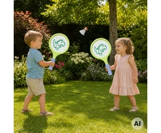 WOOPIE Badminton Tennis Rackets with Foam Ball and Dinosaur Shuttlecock