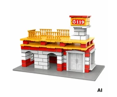 WOOPIE Construction Set Fire Station Truck 140 pieces for Kids