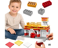 WOOPIE Construction Set Fire Station Truck 140 pieces for Kids