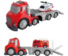 WOOPIE Gaisrinės Automobilis su Priekaba Raudonas, Garso ir Šviesos Efektai