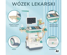 WOOPIE Gydytojo vežimėlio rinkinys Mažasis daktaras EKG garsas šviesa reguliuojamas 26 vnt.