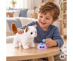 WOOPIE Interactive Baltas and Brown Kitten with Crown and Accessories