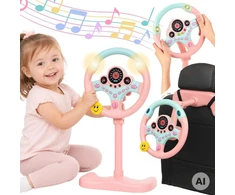WOOPIE interaktyvus automobilio vairas su švieselėmis rožinis