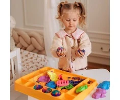 Woopie Kinetinio smėlio rinkinys 1,2kg XL ZOO su staliuku ir formelėmis