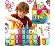 Magnetinis edukacinis konstruktorius 3D pilis ir transporto priemonės WOOPIE 110vnt