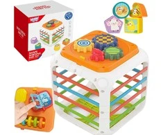 Edukacinė sensorinė 4in1 rūšiavimo kubas WOOPIE