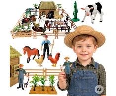 WOOPIE Large Farm with Animals 63 pcs. Farmers' Farm Figures Stable for Children