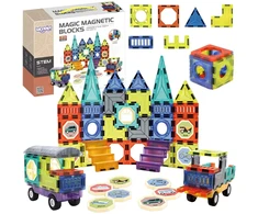 WOOPIE Magnetiniai Konstruktoriai 3D Rinkinys Pilis Transportas 71 vnt.