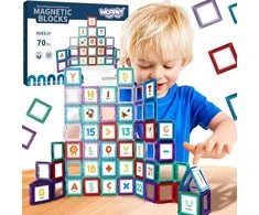 Magnetinis edukacinis konstruktorius su raidėmis WOOPIE 70vnt