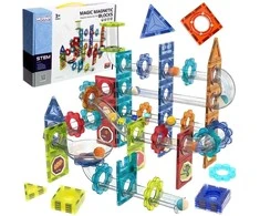 Magnetinis konstruktorius 3D rinkinys su kamuoliukų trasa Woopie 113vnt