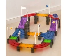 Woopie Magnetinis Automobilių Trasos Komplektas su LED Automobiliu