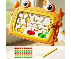 Magnetinė Montessori lavinamoji lenta su labirintu Krabas Woopie oranžinė