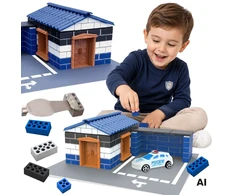 WOOPIE Police Station Brick Building Kit 186 pcs. Building Bricks