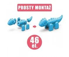 WOOPIE Konstrukcinis Rinkinys 2-in-1 Stalo Žaidimas Dinozaurai + Kauliukas 46 vnt.