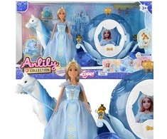 Lėlių rinkinys Ledo princesė Lily ir šviečianti karieta WOOPIE ROYAL