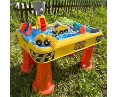 WOOPIE 53170 Vandens stalas 2in1 smėlio dėžės statybvietė + 4 automobiliai 12vnt.