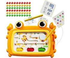 Magnetinė Montessori lavinamoji lenta su labirintu Krabas Woopie oranžinė