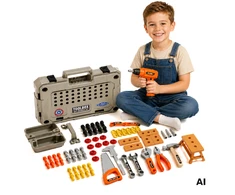 WOOPIE Tool Set in a Case 78 Pieces for Little Handyman Baterija-Powered Drill and Light