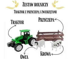 Woopie Traktorius su Priekaba ir Gyvūnais - Žalias