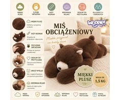 WOOPIE Weighted Plush Toy Teddy Bear Bruno Anti-Stress Sensory Heavy Bear Cuddly Toy 65cm 1500g