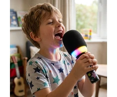WOOPIE belaidis karaoke mikrofonas su garsiakalbiu juodas