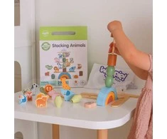 Dėlionė WOOPIE Žalias Balancing Wooden Animals Stacking Puzzle FSC