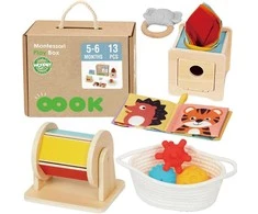 WOOPIE Žalias Montessori sensorinė dėžė 6in1 kūdikiams