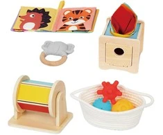 WOOPIE Žalias Montessori sensorinė dėžė 6in1 kūdikiams