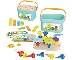 Medinis motorinis konstruktorius BOX WOOPIE Žalias 12in1 Montessori