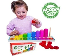 Medinė dėlionė skaičiavimui WOOPIE Žalias Montessori