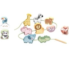 Medinė vėrimo dėlionė WOOPIE Žalias ZOO Montessori