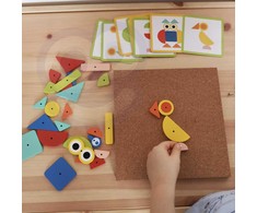 WOOPIE Žalias Wooden Nailing Hammer Puzzle 20 Patterns 82 Pieces FSC Certified