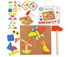 WOOPIE Žalias Wooden Nailing Hammer Puzzle 20 Patterns 82 Pieces FSC Certified