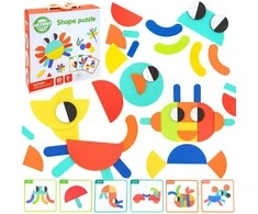 Medinė Montessori dėlionė WOOPIE Žalias 55vnt