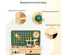 Medinis vaikiškas darbo stalas su įrankiais WOOPIE Žalias