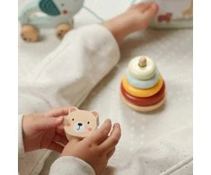 Woopie Tooky Toy Medinis žaislas 3in1: formų rūšiavimo dėžė su lokiu ir dramblio traukimo žaislu