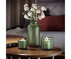 AmeliaHome CANDLEHOLDDER/AH/MALAGA/BOTTLEGREEN/7X6,5