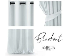 Naktinė užuolaida su žiedais AmeliaHome BLACKOUT 140X245 cm, 1 vnt., spalva: balta